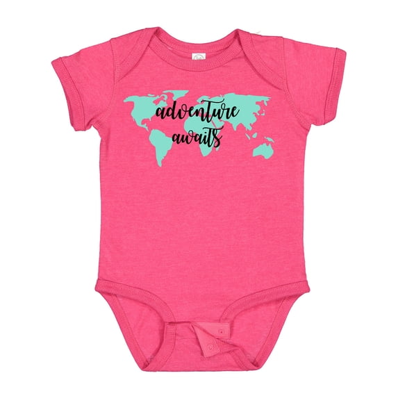 Inktastic Adventure Awaits Teal World Map Boys or Girls Baby Bodysuit