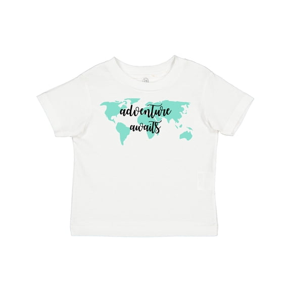 Inktastic Adventure Awaits Teal World Map Boys or Girls Toddler T-Shirt