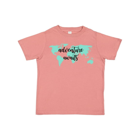 Inktastic Adventure Awaits Teal World Map Boys or Girls Toddler T-Shirt