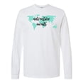 thumbnail image 1 of Inktastic Adventure Awaits Teal World Map Long Sleeve T-Shirt, 1 of 5