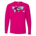 thumbnail image 1 of Inktastic Adventure Awaits Teal World Map Long Sleeve T-Shirt, 1 of 5