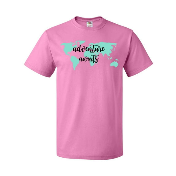 Inktastic Adventure Awaits Teal World Map T-Shirt