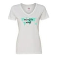 thumbnail image 1 of Inktastic Adventure Awaits Teal World Map Women's V-Neck T-Shirt, 1 of 5