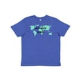 thumbnail image 1 of Inktastic Adventure Awaits Teal World Map Youth T-Shirt, 1 of 5