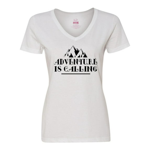 Inktastic Adventure is Calling Camping Hiking Women's V-Neck T-Shirt