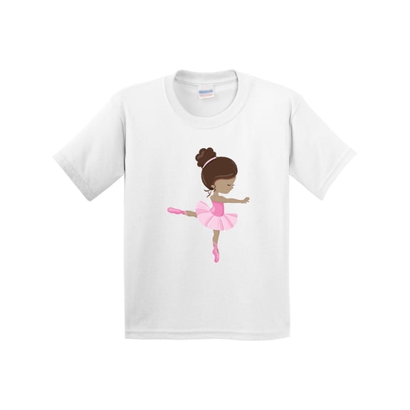 Inktastic African American Ballerina, Ballet Girl, Pink Tutu Youth T-Shirt