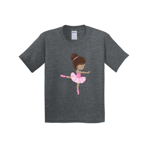 Inktastic African American Ballerina, Ballet Girl, Pink Tutu Youth T-Shirt