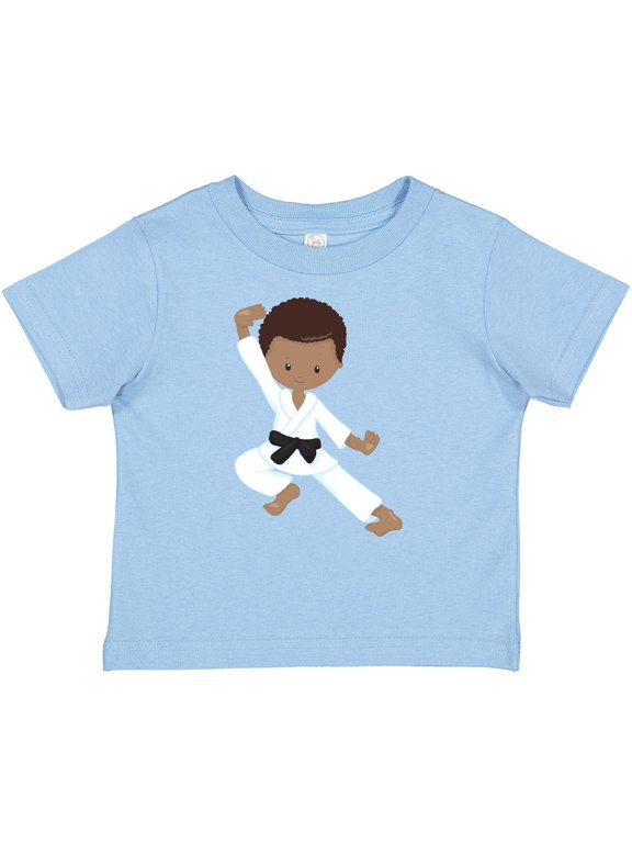 African American Boy, Black Belt, Karate Pose Boys Baby T-Shirt