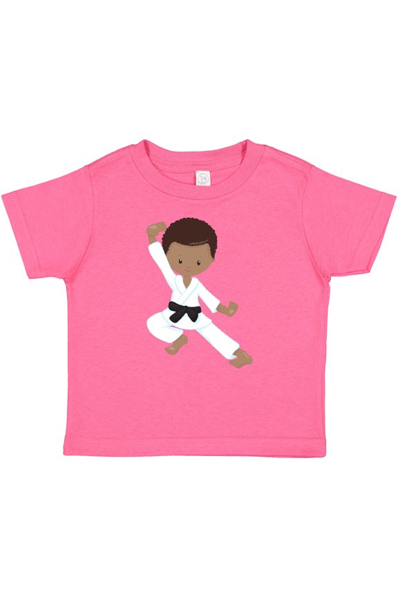 African American Boy, Black Belt, Karate Pose Boys Baby T-Shirt