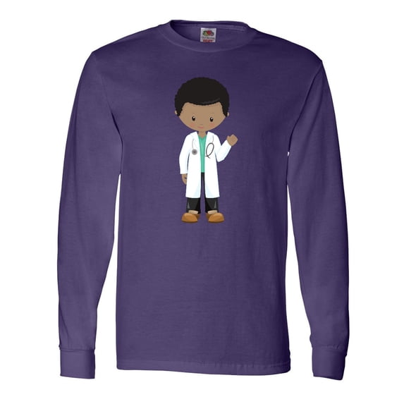 Inktastic African American Boy, Doctor, Boy Wearing Lab Coat Long Sleeve T-Shirt
