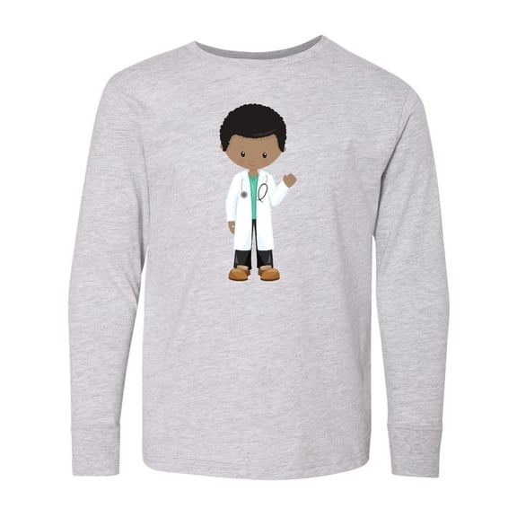 Inktastic African American Boy, Doctor, Boy Wearing Lab Coat Long Sleeve Youth T-Shirt