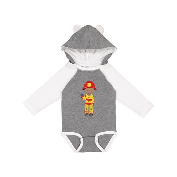 Inktastic African American Boy, Fireman, Firefighter Boys Long Sleeve Baby Bodysuit