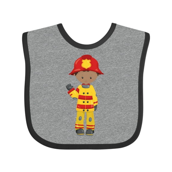 Inktastic African American Boy, Fireman, Firefighter, Helmet Boys Baby Bib