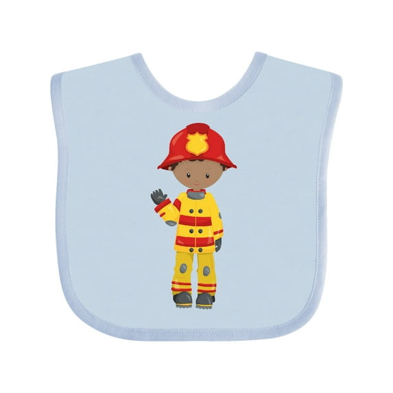 Inktastic African American Boy, Fireman, Firefighter, Helmet Boys Baby Bib