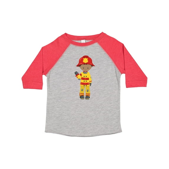 Inktastic African American Boy, Fireman, Firefighter, Helmet Boys Toddler T-Shirt
