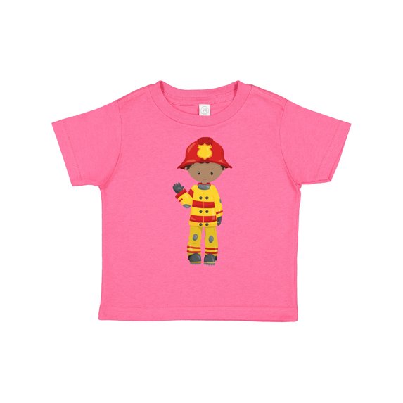 Inktastic African American Boy, Fireman, Firefighter, Helmet Boys Toddler T-Shirt