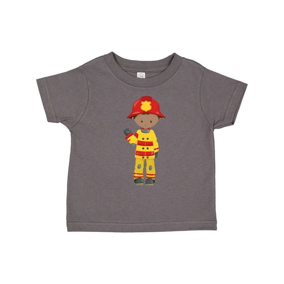 Inktastic African American Boy, Fireman, Firefighter, Helmet Boys Toddler T-Shirt