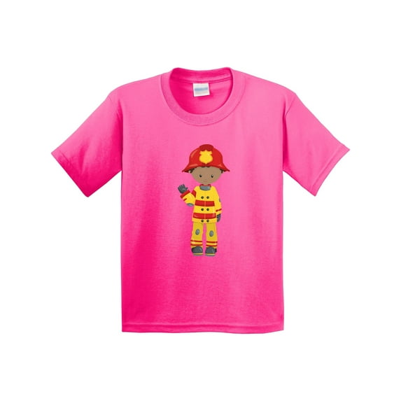 Inktastic African American Boy, Fireman, Firefighter, Helmet Youth T-Shirt