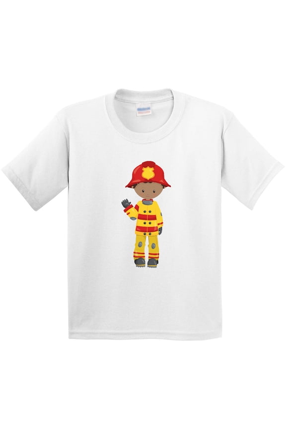African American Boy, Fireman, Firefighter, Helmet Youth T-Shirt
