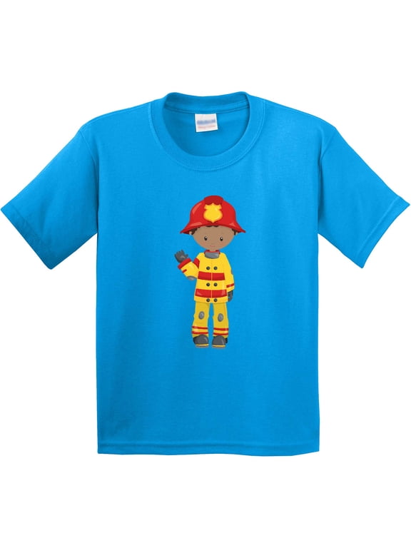 African American Boy, Fireman, Firefighter, Helmet Youth T-Shirt