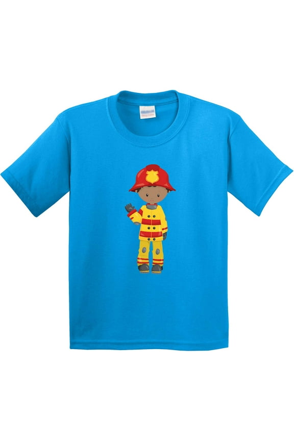 African American Boy, Fireman, Firefighter, Helmet Youth T-Shirt