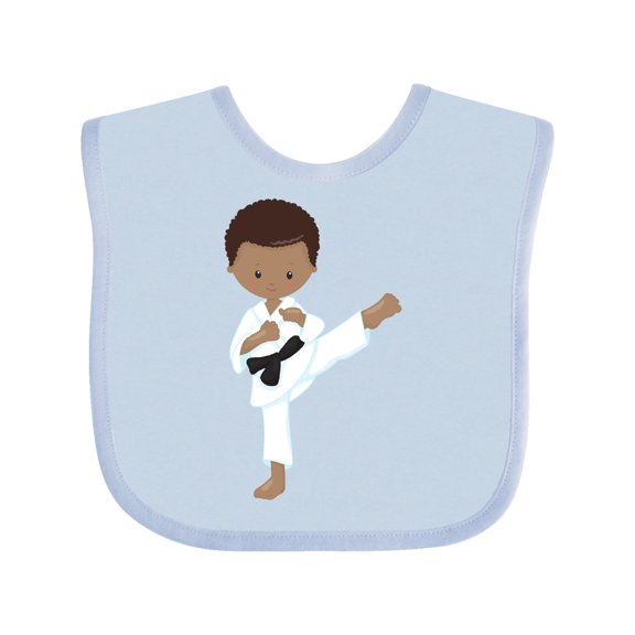 Inktastic African American Boy, Karate Boy, Black Belt, Kata Boys Baby Bib