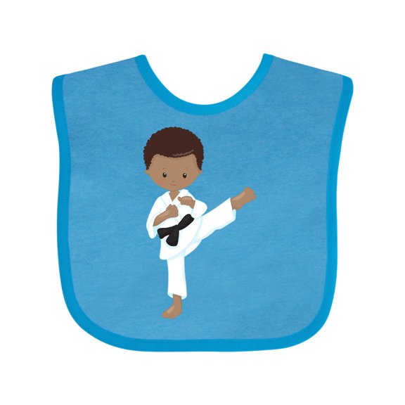 Inktastic African American Boy, Karate Boy, Black Belt, Kata Boys Baby Bib