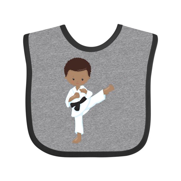 Inktastic African American Boy, Karate Boy, Black Belt, Kata Boys Baby Bib