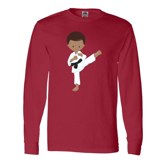 Inktastic African American Boy, Karate Boy, Black Belt, Kata Long Sleeve T-Shirt