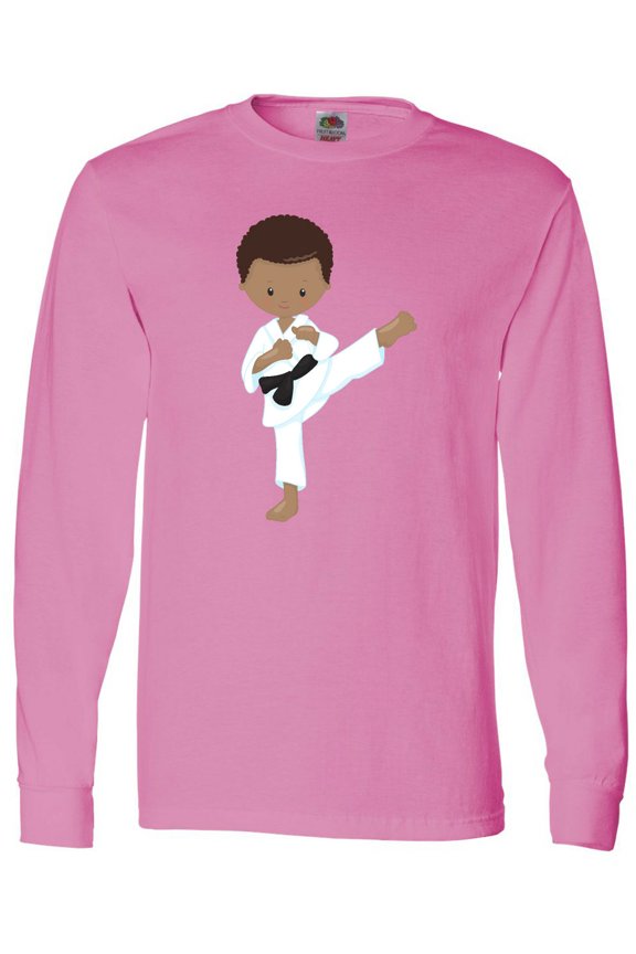 African American Boy, Karate Boy, Black Belt, Kata Long Sleeve T-Shirt