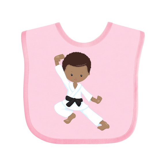 Inktastic African American Boy, Karate Boy, Kata, Black Belt Boys Baby Bib