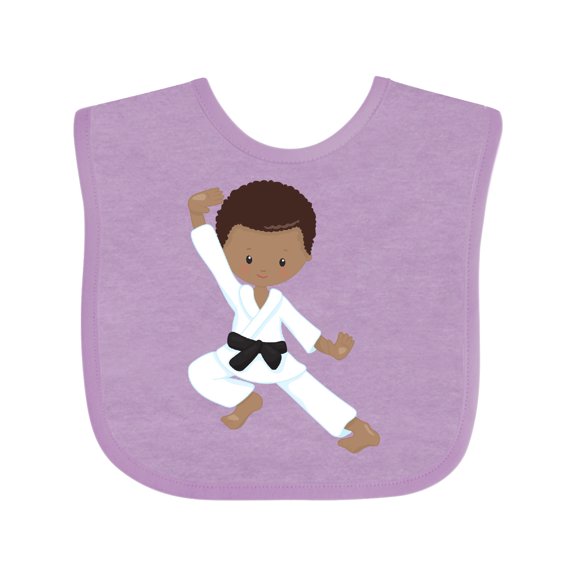 Inktastic African American Boy, Karate Boy, Kata, Black Belt Boys Baby Bib