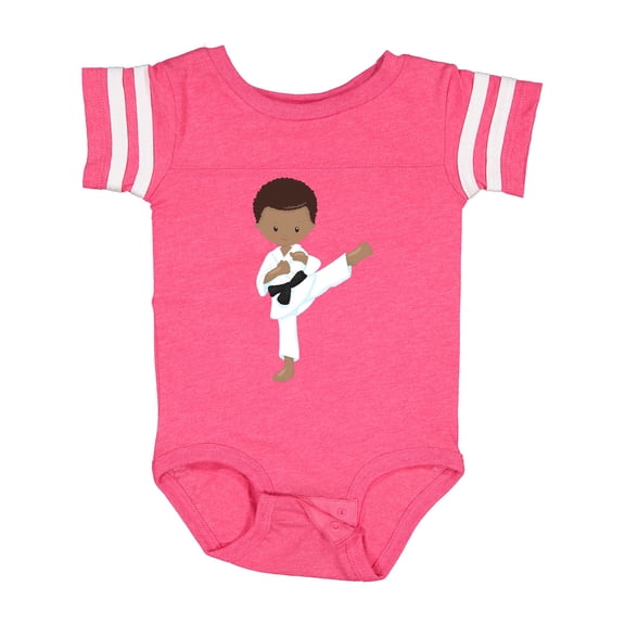 Inktastic African American Boy, Karate Pose, Black Belt Boys Baby Bodysuit