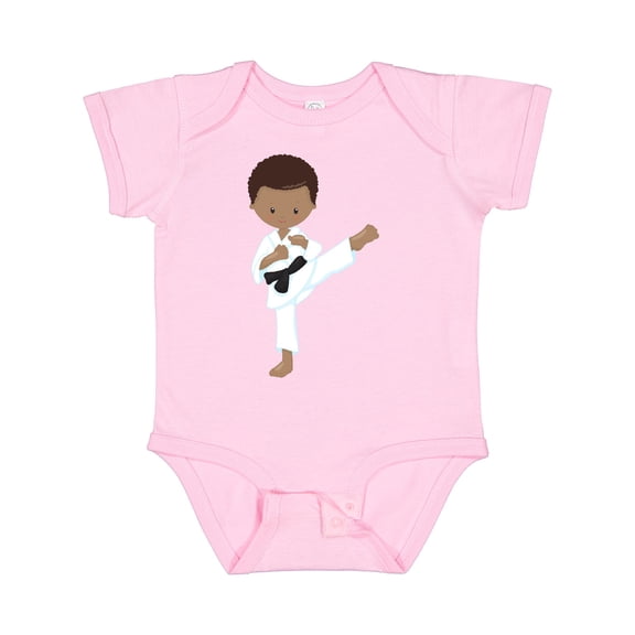 Inktastic African American Boy, Karate Pose, Black Belt Boys Baby Bodysuit