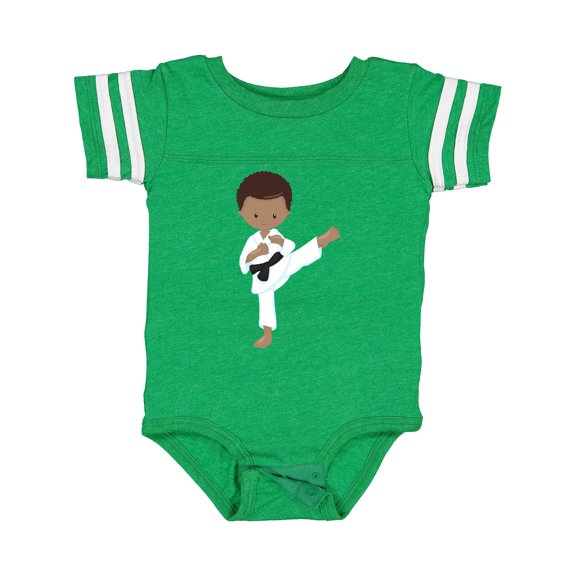Inktastic African American Boy, Karate Pose, Black Belt Boys Baby Bodysuit