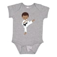 thumbnail image 1 of Inktastic African American Boy, Karate Pose, Black Belt Boys Baby Bodysuit, 1 of 5
