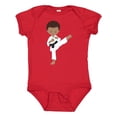 thumbnail image 1 of Inktastic African American Boy, Karate Pose, Black Belt Boys Baby Bodysuit, 1 of 5