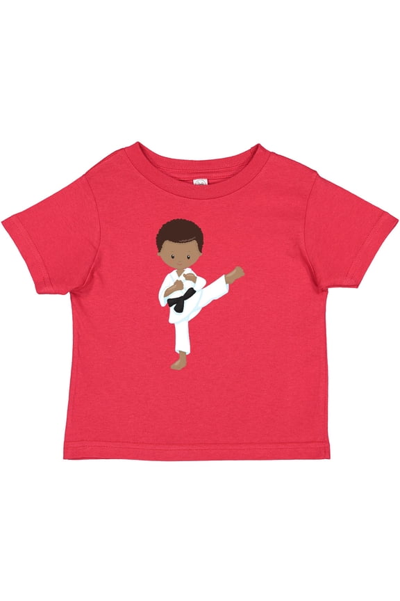 African American Boy, Karate Pose, Black Belt Boys Baby T-Shirt
