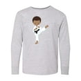 thumbnail image 1 of Inktastic African American Boy, Karate Pose, Black Belt Long Sleeve Youth T-Shirt, 1 of 5