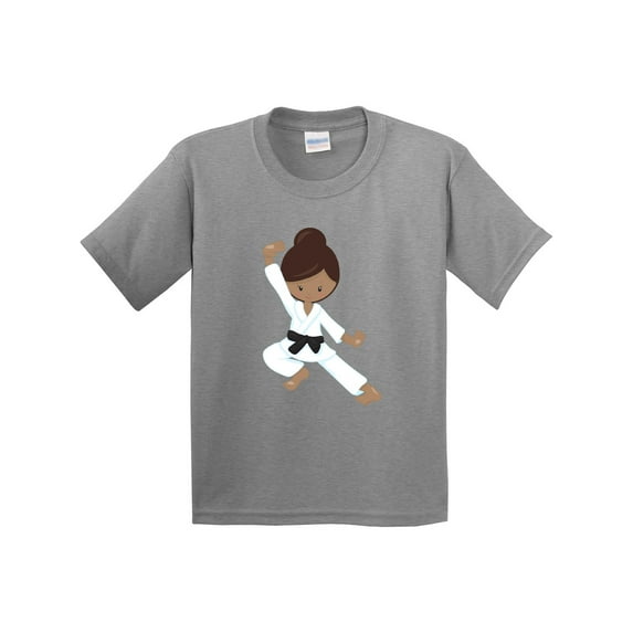 Inktastic African American Girl, Black Belt, Karate Girl Youth T-Shirt