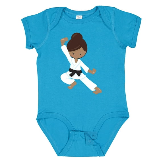 Inktastic African American Girl, Black Belt, Karate Pose Girls Baby Bodysuit