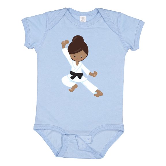Inktastic African American Girl, Black Belt, Karate Pose Girls Baby Bodysuit