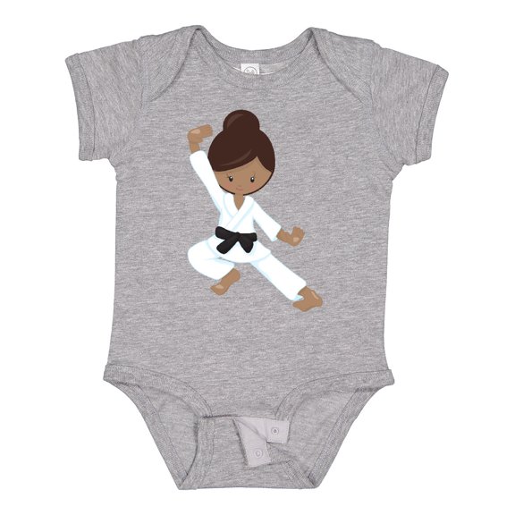 Inktastic African American Girl, Black Belt, Karate Pose Girls Baby Bodysuit
