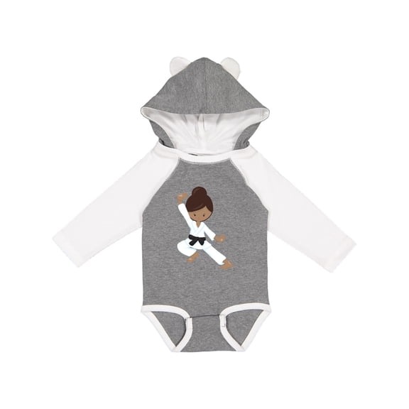 Inktastic African American Girl, Black Belt, Karate Pose Girls Long Sleeve Baby Bodysuit