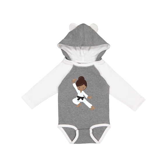 Inktastic African American Girl, Black Belt, Karate Pose Girls Long Sleeve Baby Bodysuit