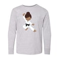 thumbnail image 1 of Inktastic African American Girl, Black Belt, Karate Pose Long Sleeve Youth T-Shirt, 1 of 5