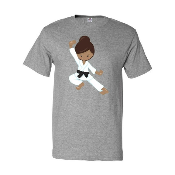 Inktastic African American Girl, Black Belt, Karate Pose T-Shirt