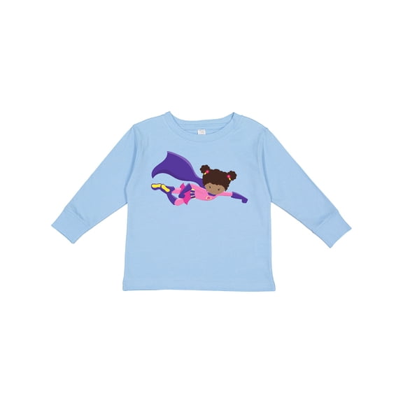 Inktastic African American Girl, Cape, Superhero Girl Girls Long Sleeve Toddler T-Shirt