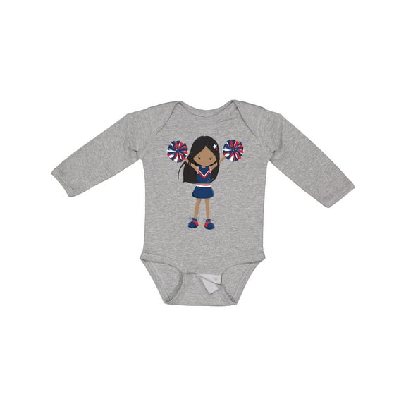 Inktastic African American Girl, Cheerleaders, Blue Uniform Girls Long Sleeve Baby Bodysuit
