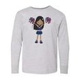 thumbnail image 1 of Inktastic African American Girl, Cheerleaders, Blue Uniform Long Sleeve Youth T-Shirt, 1 of 5